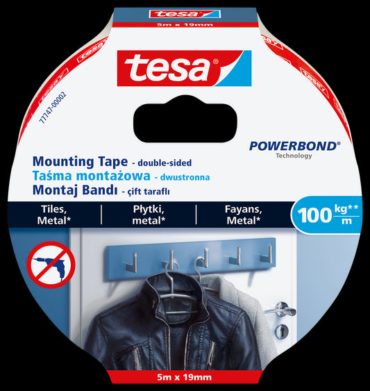 Ypač stipri dvipusė tvirtinimo juosta TESA Powerbond Ultra Strong, 19mm x 5m