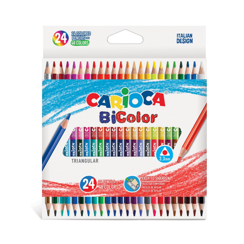 Double-sided tri-edged colored pencils CARIOCA BICOLOR, 24 pcs.