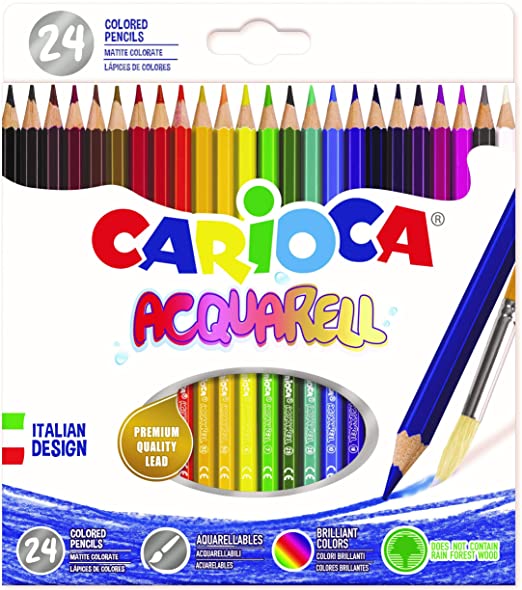 Colored pencils CARIOCA, hexagonal, watercolor, 24 pcs.