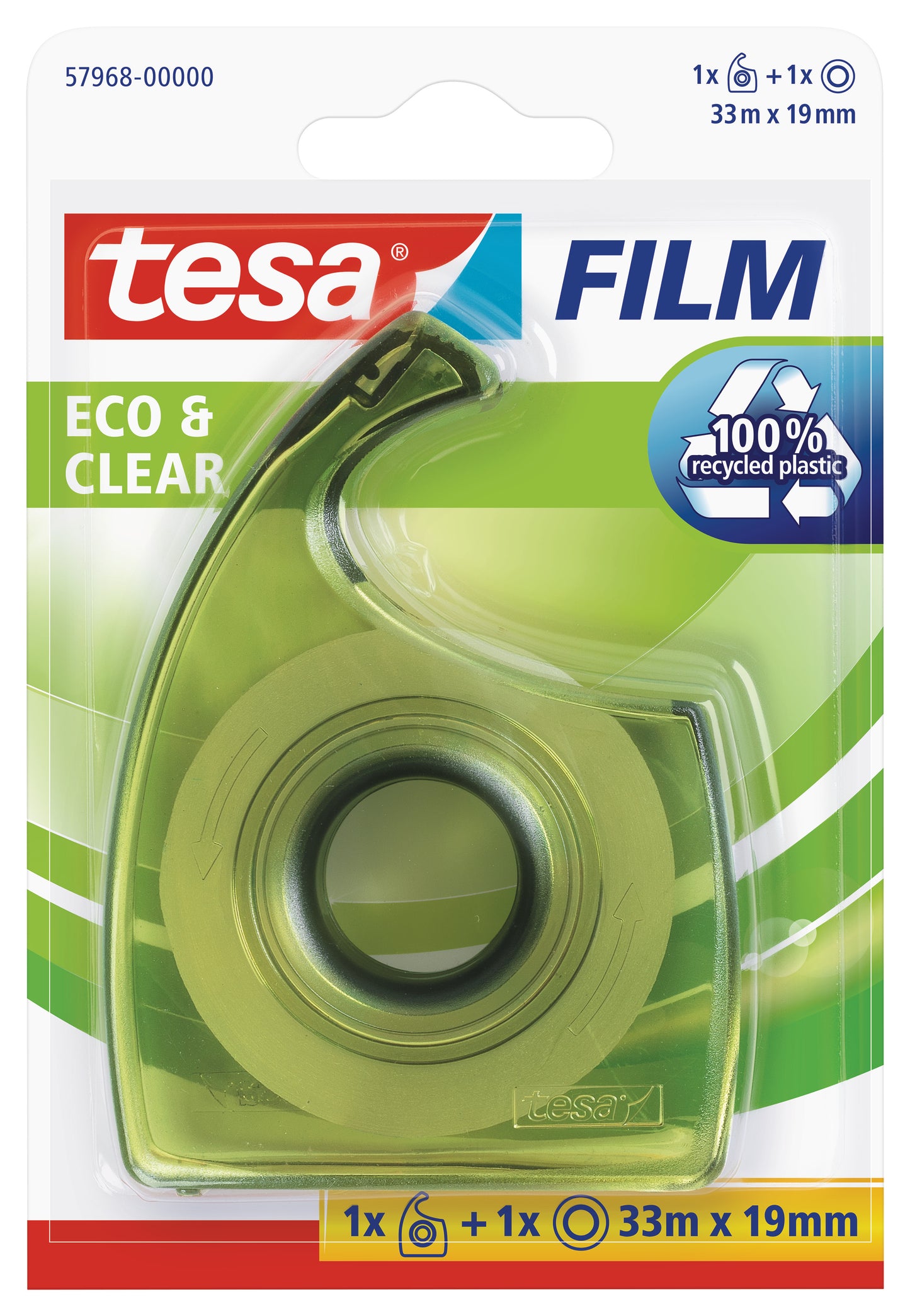 Ekologiška lipni juostelė TESA Film eco & clear, su dėklu, 19mm x 33m, skaidri