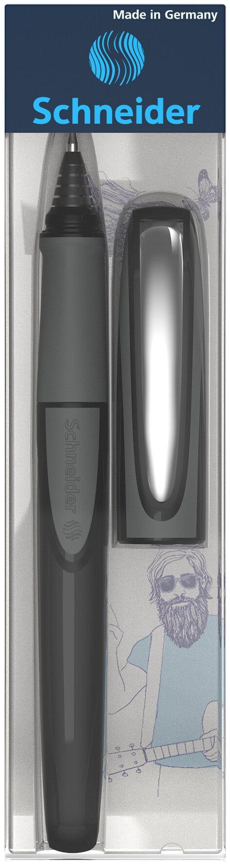 Rašiklis SCHNEIDER RAY, 0,7mm, tamsiai pilkos sp. korpusas, mėlynas rašalas (tinka ir kairiarankiams)