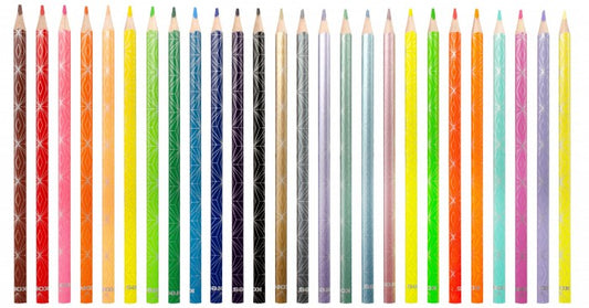Spalvoti pieštukai KORES KOLORES STYLE, tribriauniai, 3mm, 26 spalvos (6 metalizuotos, 4 pastelinės