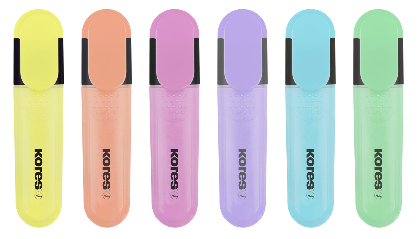 KORES BRIGHT LINER PLUS text marker set, 6 pastel colors