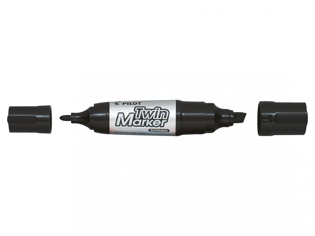 Permanent double-sided marker PILOT TWIN, 7 mm, 4.8 mm, black, in blister