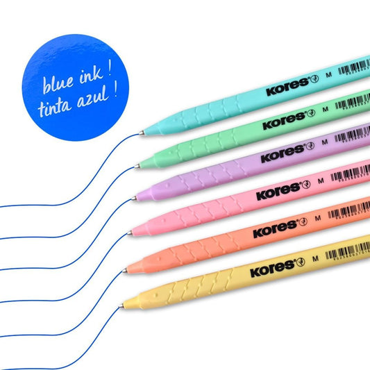 Ballpoint pens KORES K1-M, set of 6 colors