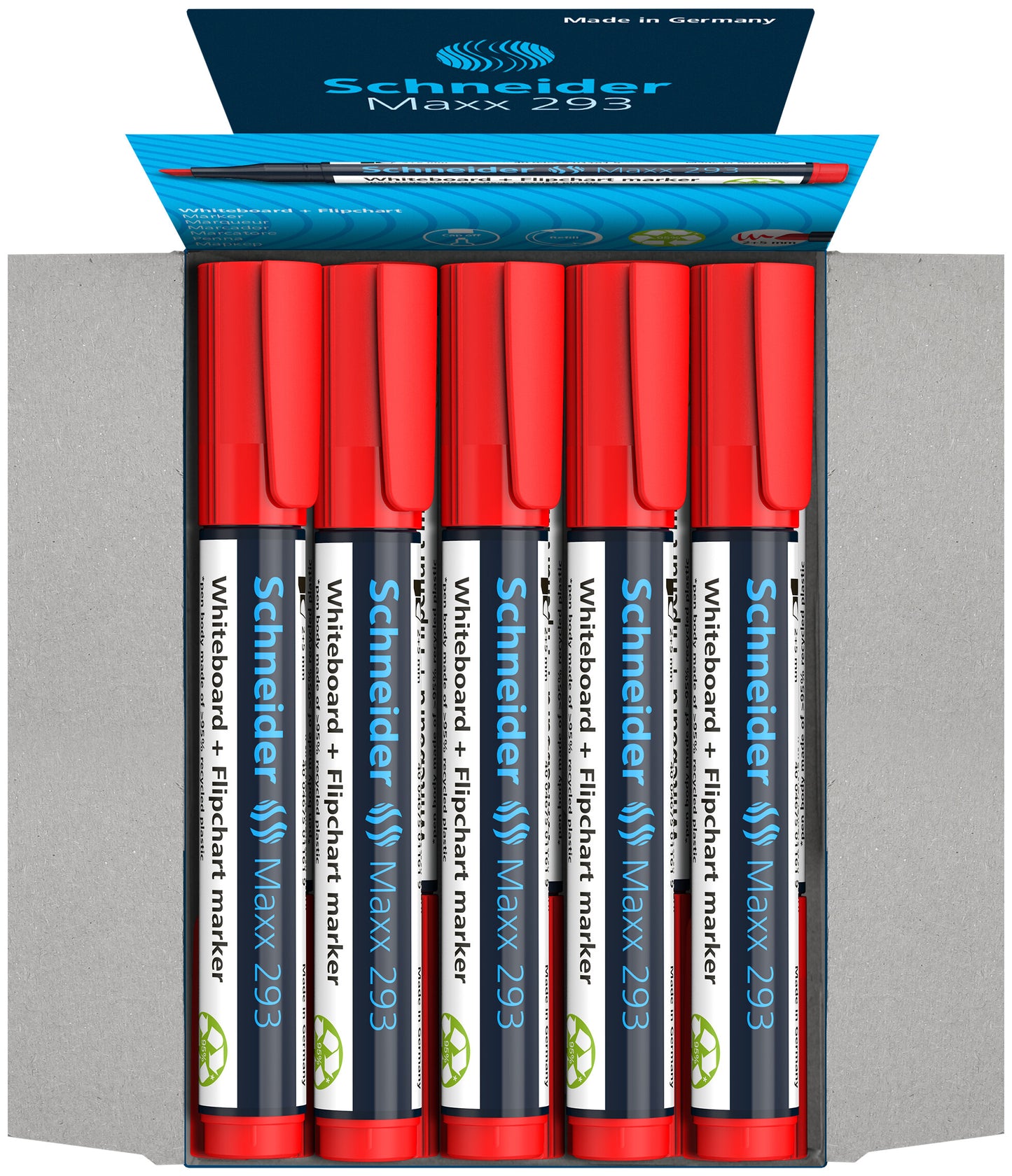 Žymeklis baltai lentai ir bloknotams SCHNEIDER MAXX 293, kirsta galvute, raudona