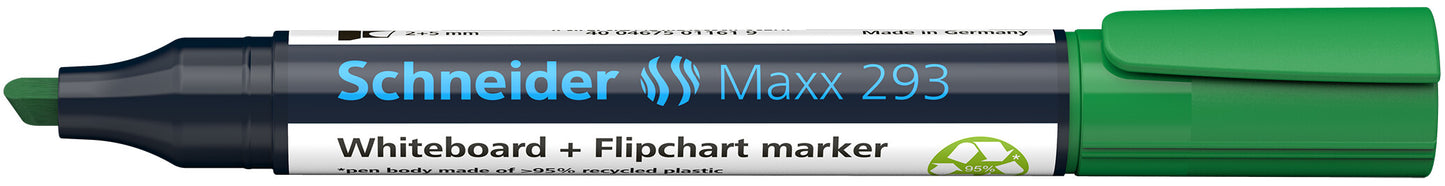 Žymeklis baltai lentai ir bloknotams SCHNEIDER MAXX 293, kirsta galvute, žalia