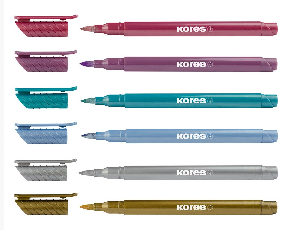 Žymeklių rinkinys KORES Metallic Style, 6 metalizuotos spalvos