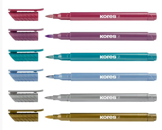 Žymeklių rinkinys KORES Metallic Style, 6 metalizuotos spalvos