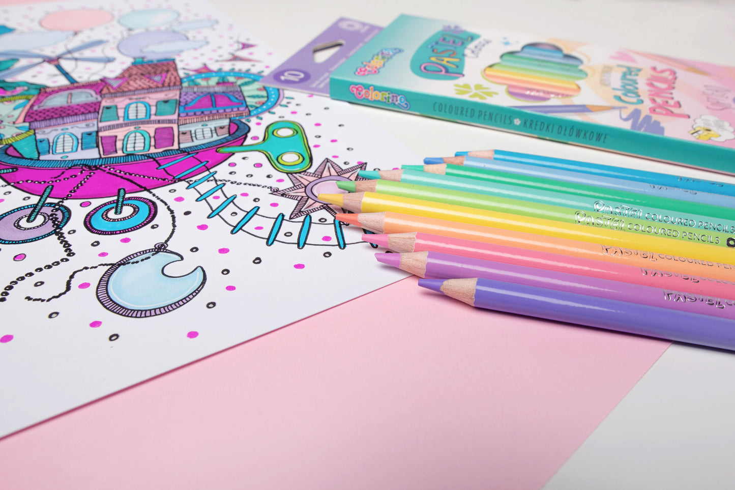 Spalvoti pieštukai COLORINO Pastel, 10 pastelinių spalvų