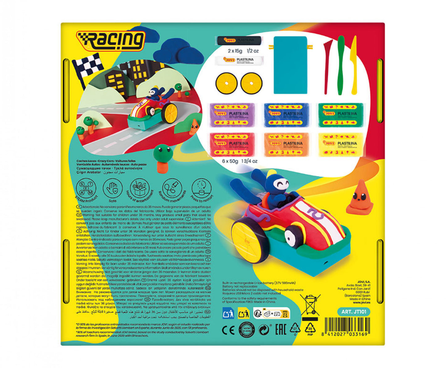 Pašėlę lenktyniniai automobiliai JOVITECH rinkinys. Pagrindinės spalvos