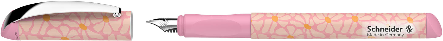 Plunksnakotis SCHNEIDER Glam, plastikinis rožinis korpusas, mėlynas rašalas, tinka dešiniarankiams ir kairiarankiams