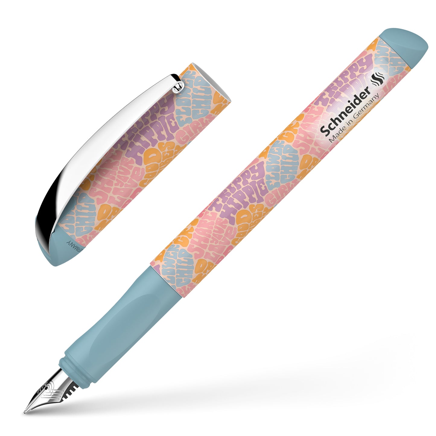 Plunksnakotis SCHNEIDER Glam, plastikinis spalvotas korpusas, mėlynas rašalas, tinka dešiniarankiams ir kairiarankiams