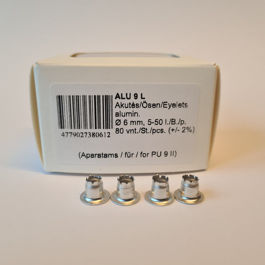 Kniedės PunchNBinde kniedikliui, 5-50 lapų, 80 vnt, aliuminio spalvos