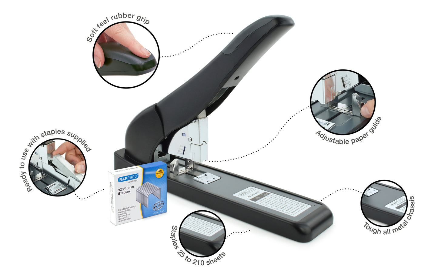 Segiklis RAPESCO Eco HD-210, sega 210 lapų, juodas