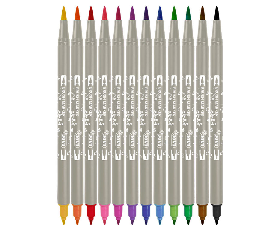 Flomasteriai  dviejų pusių JOVI 12 spalvų rinkinys