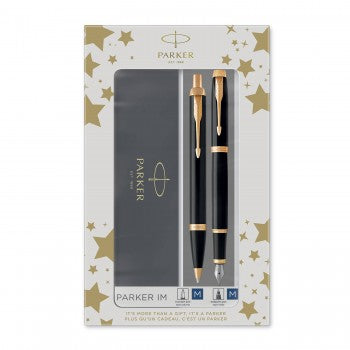 Rinkinys Parker IM plunksnakotis + tušinukas, juodas su auksinėmis detalėmis