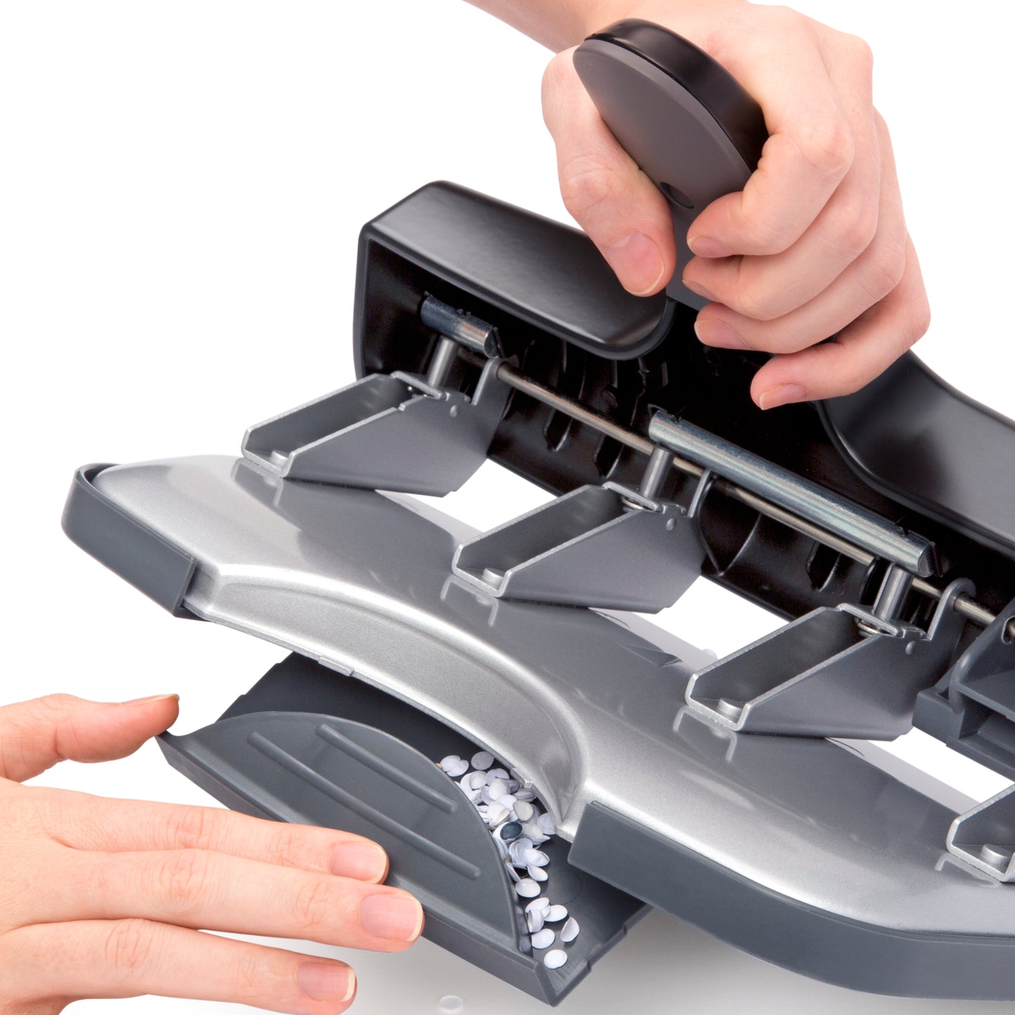 Skylmuša Rapesco ALU 40, 4 skylių, 40 lapų, sidabrinė/juoda