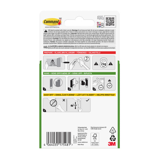 Kabliukas paveikslui 3M Command, 1 kabliukas, 2 juostelės