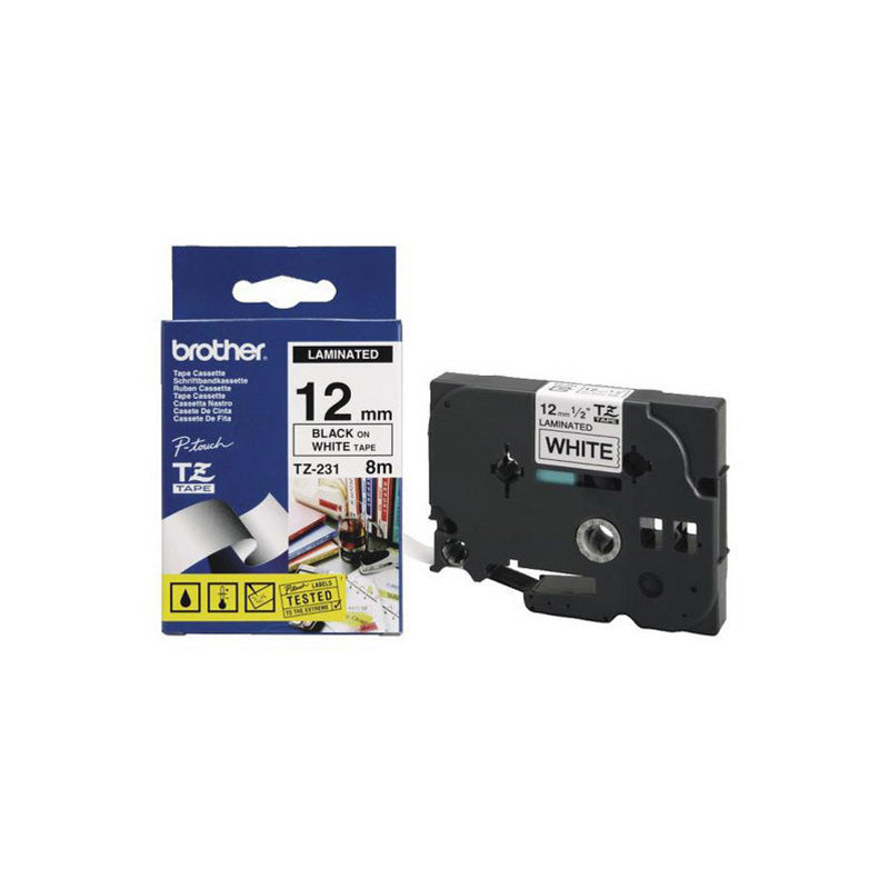 Juostelė Brother TZ-231,12mm x 8m, juodai ant balto