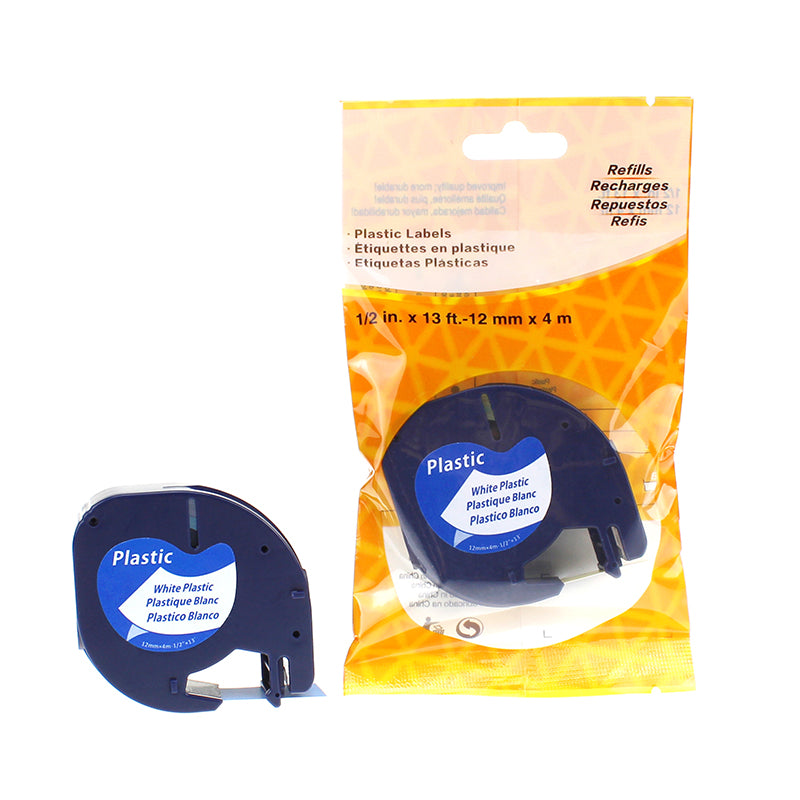 Pakaitalas Ženklinimo juostelė  DYMO Letratag, 12 mm x 4 m, juoda spalva baltame fone