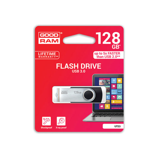 Atmintinė USB 3.2 Gen 1 GOODRAM UTS3 128GB, juoda sp.