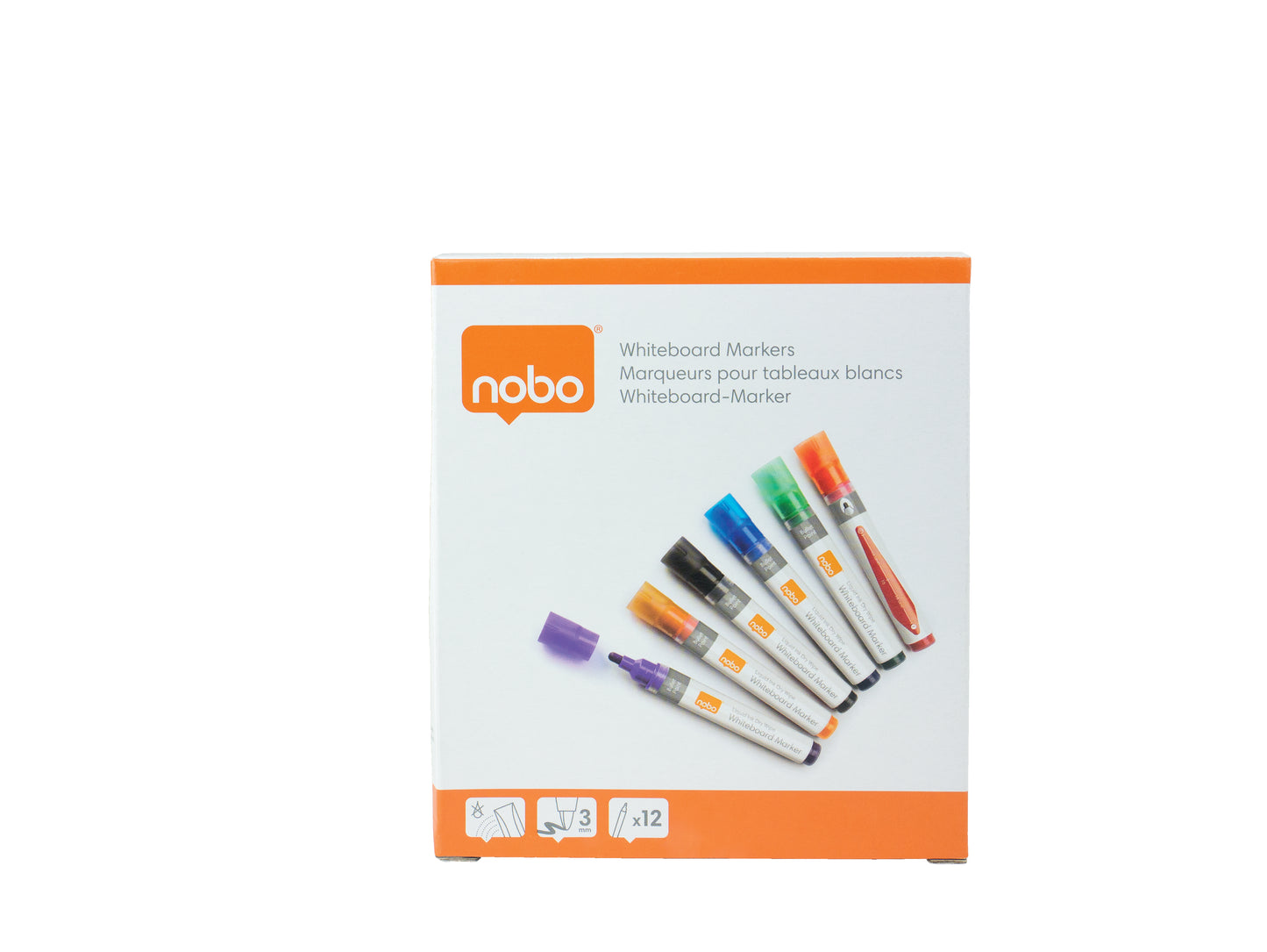 Baltos lentos žymekliai NOBO Liquid Ink, 12 vnt., įv. spalvų