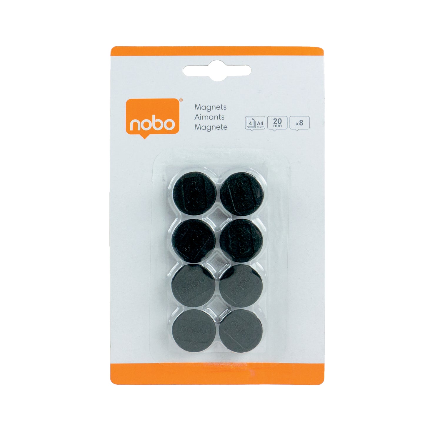 Magnets NOBO, 20 mm, 8 pcs., black