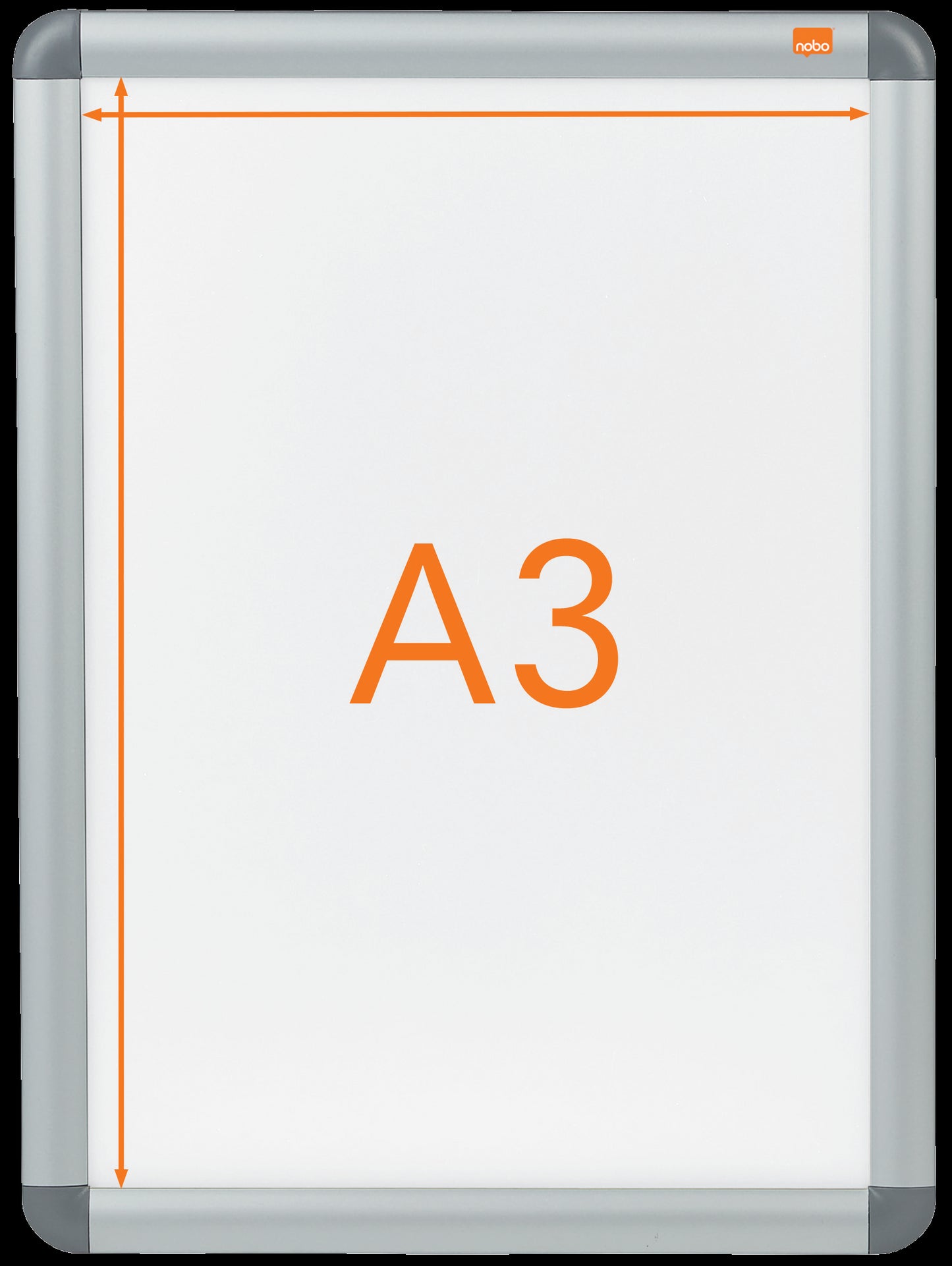 Informacinis rėmelis Nobo A3, atlekiamais kraštais, aliuminio rėmas