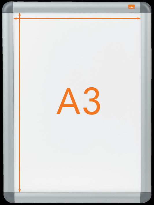 Informacinis rėmelis Nobo A3, atlekiamais kraštais, aliuminio rėmas