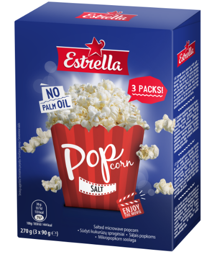 Kukurūzų spragėsiai ESTRELLA, su druska, 3*90g