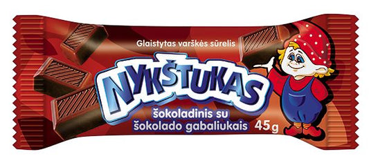 Glazed cottage cheese NYKŠTUKAS with chocolate pieces, 45 g