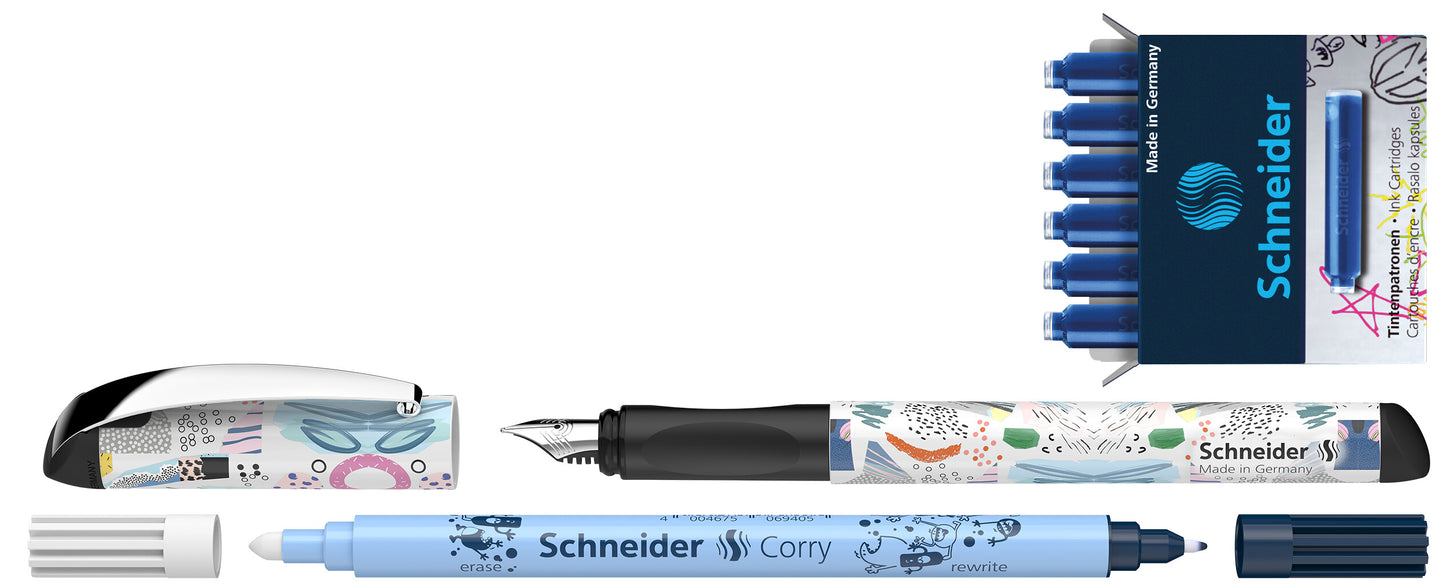 Rinkinys Plunksnakotis Schneider GLAM+Corry+6 rašalo kapsulės