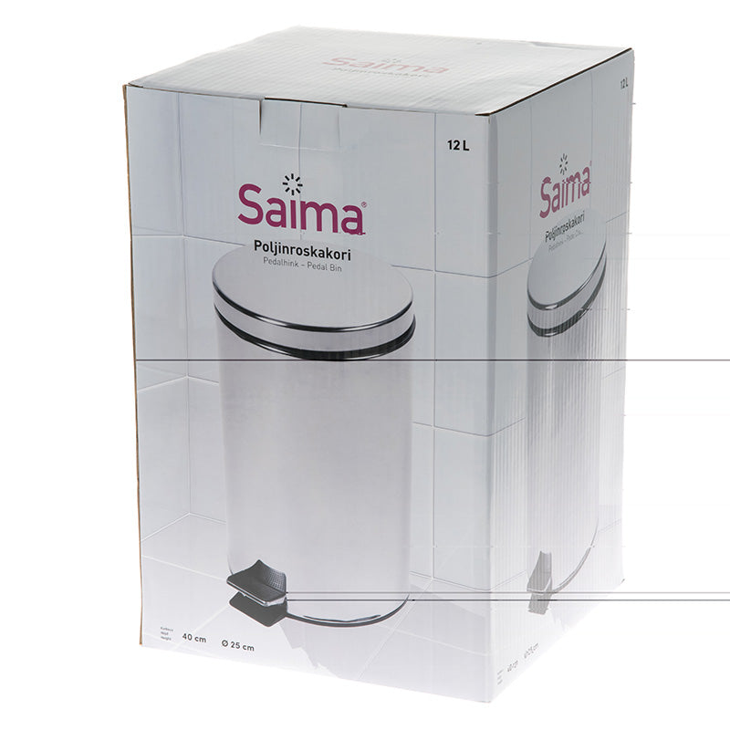 Trash can SAIMA, with pedal, 12 L, silver color.