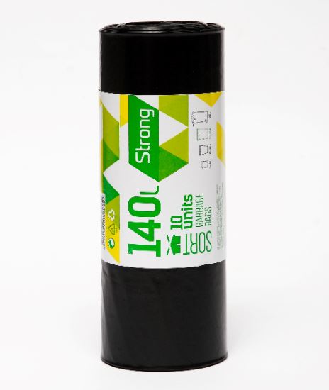 Garbage bag SORTEX, black, 140 L, 35mk, 70 x 110 cm, 10 pcs.