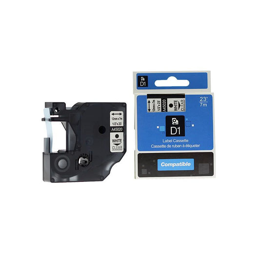 Pakaitalas Juostelė DYMO D1, 12 mm x 7 m, balta ant juodos