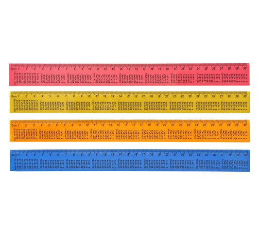 Plastic ruler with multiplication table 30 cm