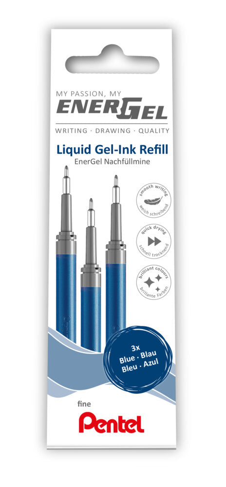 Gel pens PENTEL Energel F, 3 pcs., blue