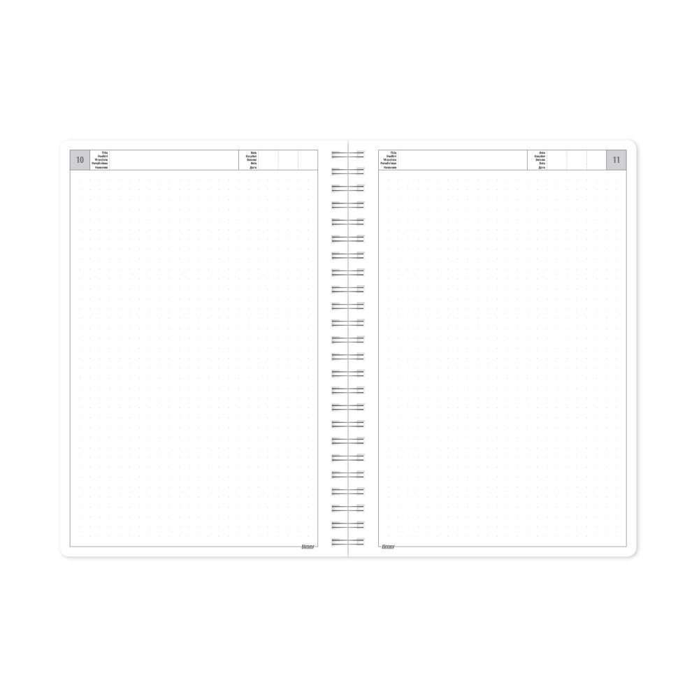 Calendar - notebook TIMER, with spiral, A5, without dates, 224 sheets, dotted, cardboard cover, emerald green