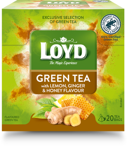 Žalioji arbata LOYD Green Lemon, Honey, Ginger 20x2g
