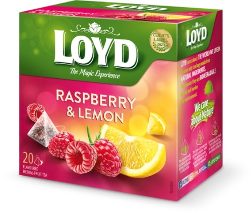 Herbal and fruit tea LOYD, raspberry and lemon flavor, 20 x 2g