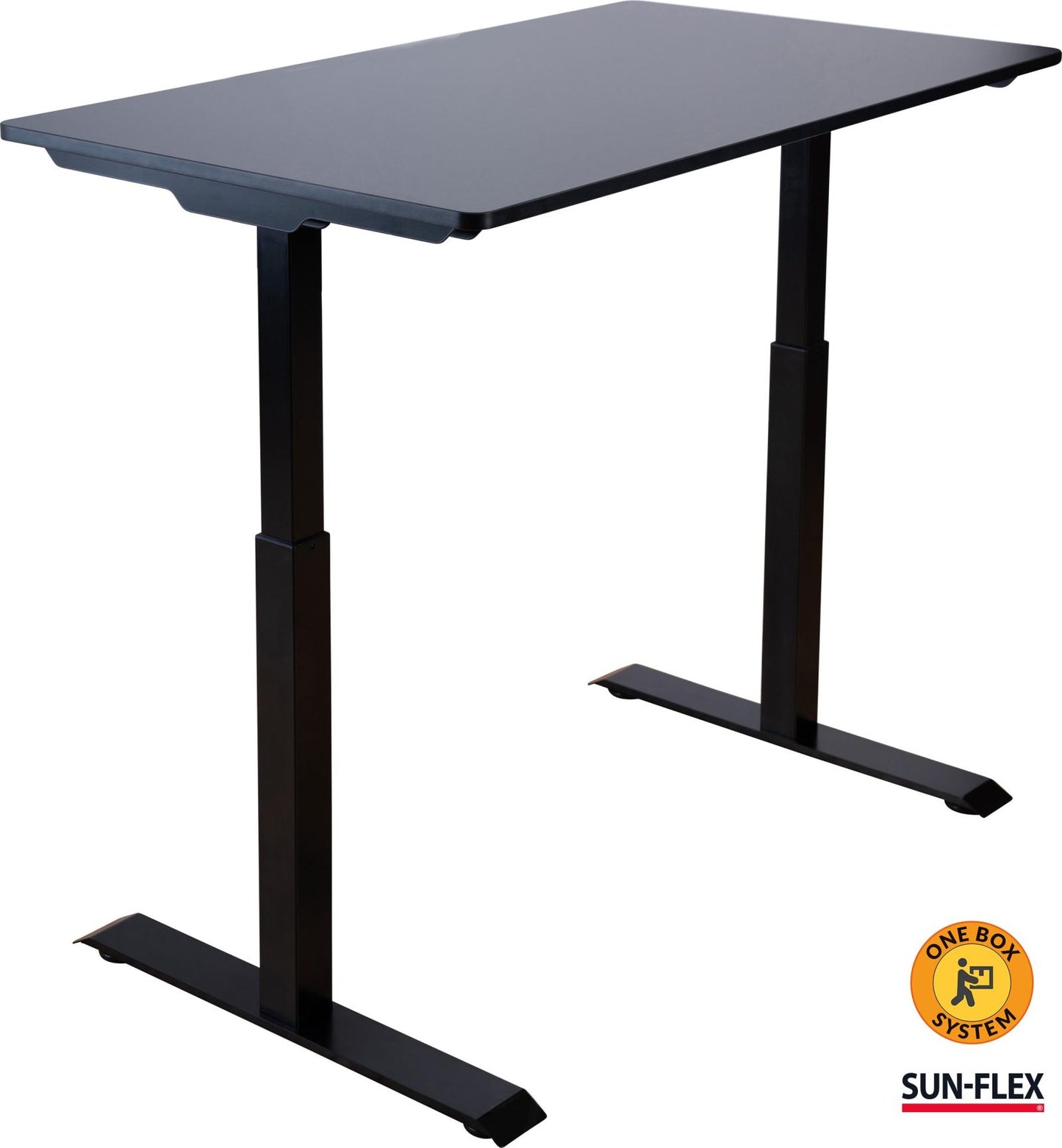 Reguliuojamo aukščio stalas SUN-FLEX®EASYDESK ELITE, elektrinis, vieno variklio, juodas rėmas, 120x60 cm juodas stalviršis