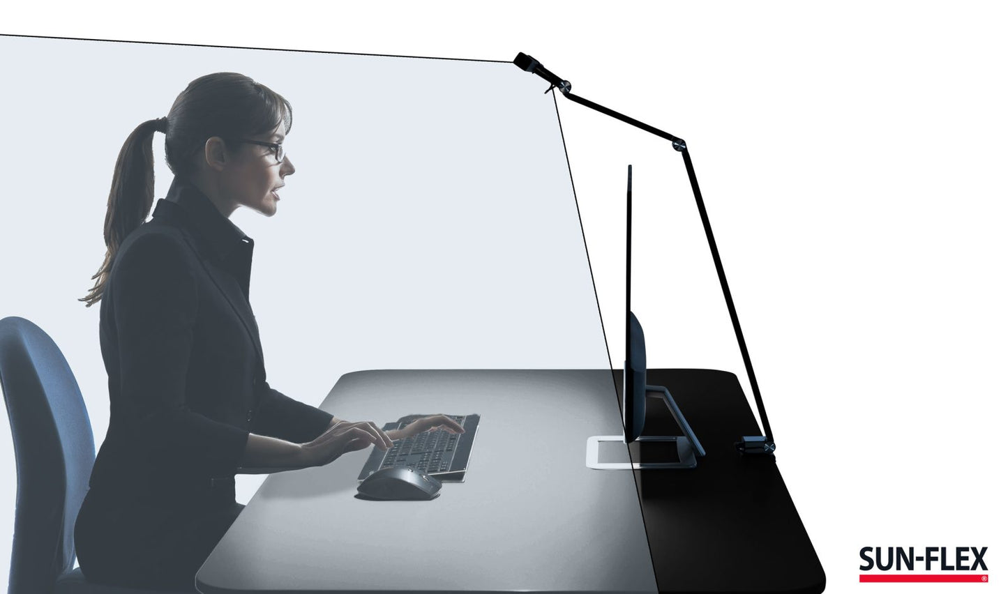 Stalinis šviestuvas SUN-FLEX®SCREENLITE, ekranui apšviesti, juodas