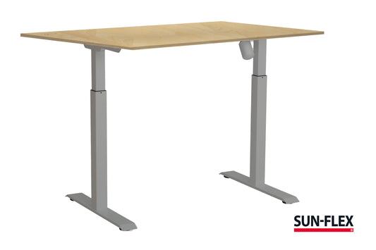Reguliuojamo aukščio stalas SUN-FLEX ADAPT I, pilkas rėmas, beržo stalviršis 120x80cm