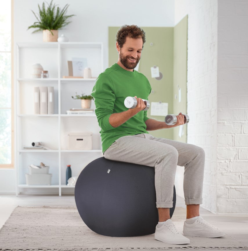 Aktyvaus sėdėjimo kamuolys Leitz Ergo, su apsauga nuo nuriedėjimo, 75cm skersmens, tamsiai pilkos sp