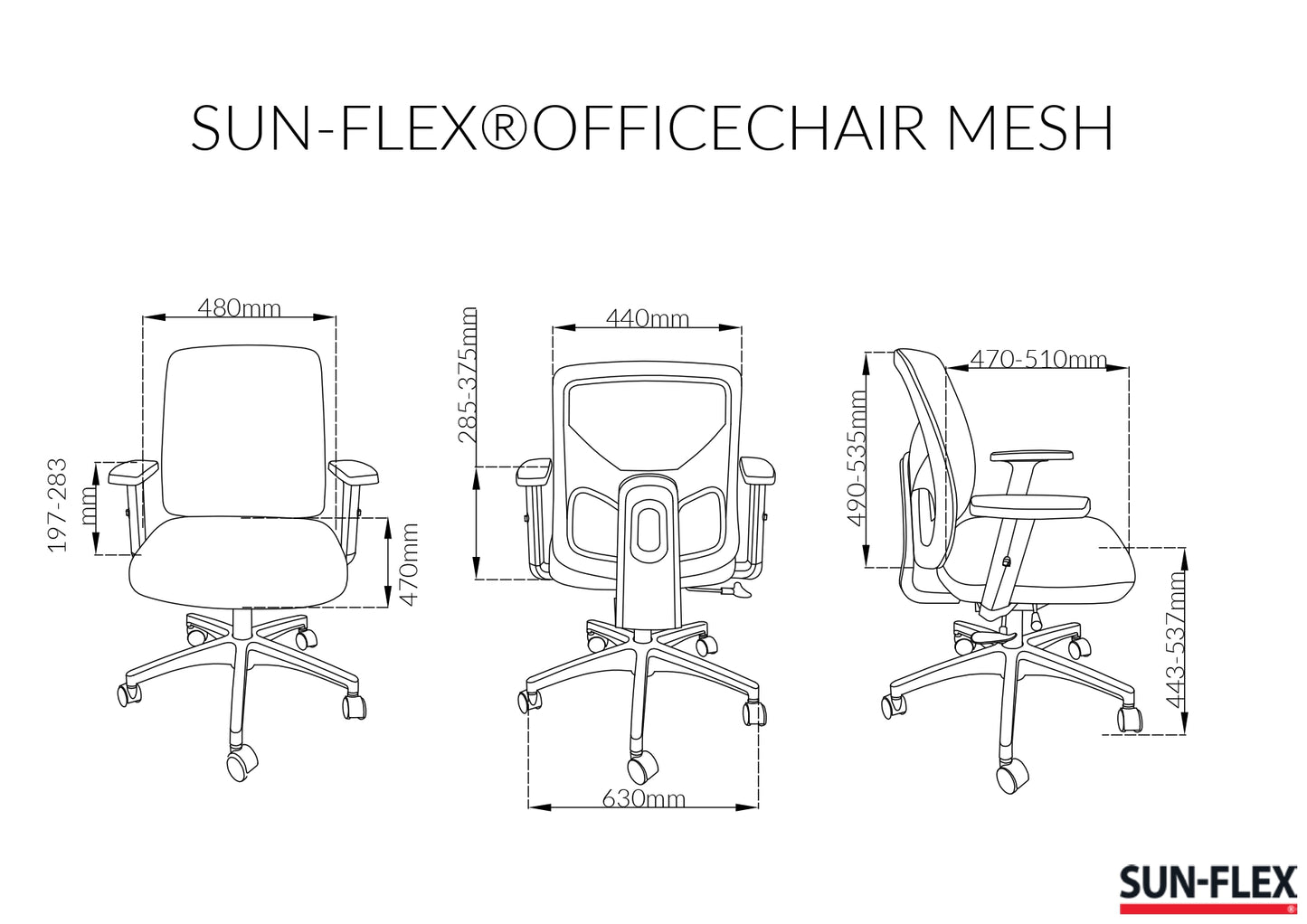 Biuro kėdė SUN-FLEX  OFFICECHAIR su tinkeliu, juoda