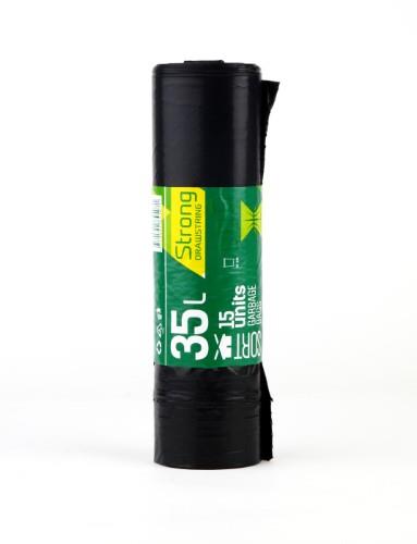 Garbage bag SORTEX, black, zip-lock, 35 L x 15 pcs., 30MK
