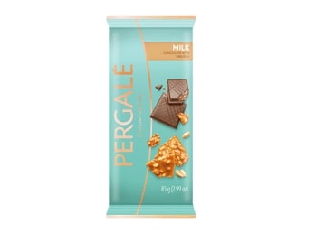 PERGALĖ milk chocolate with grilled pieces, 85 g.