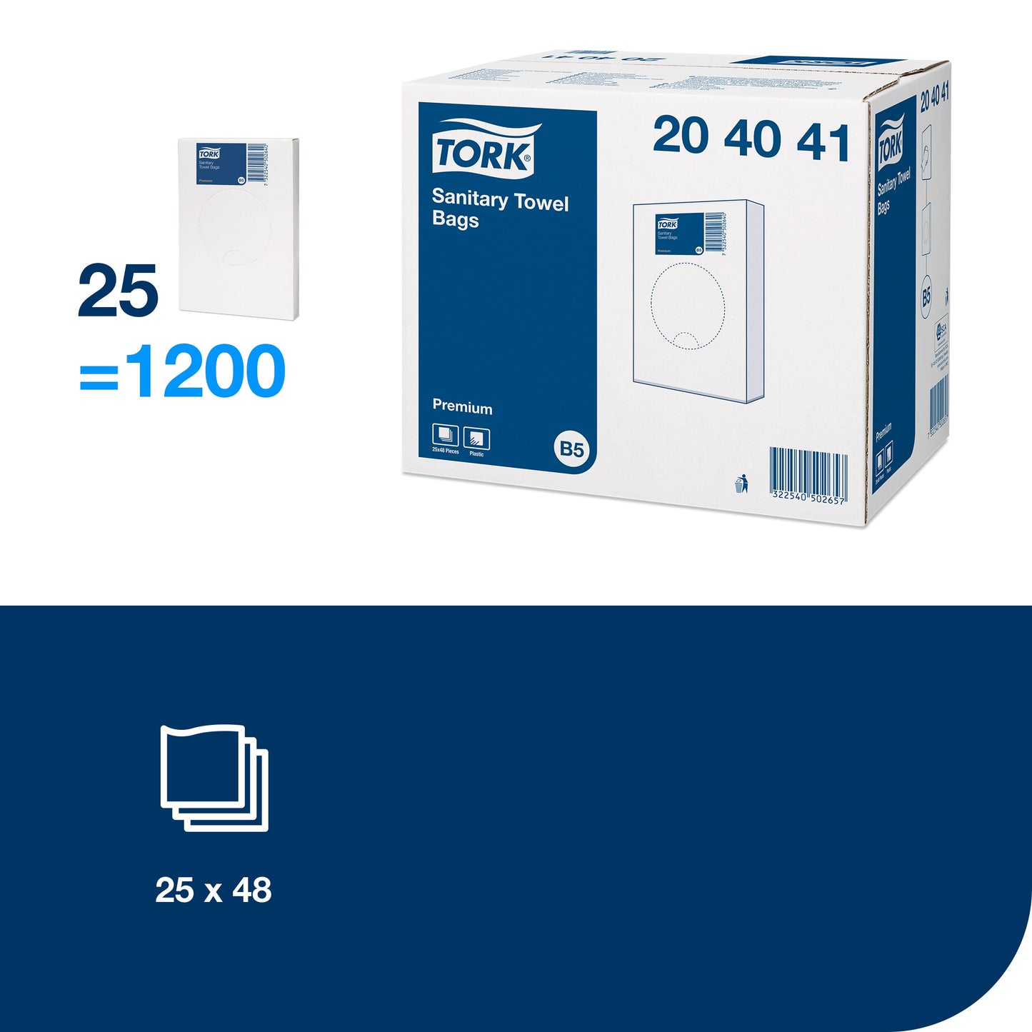 Higieniniai maišeliai TORK B3 204041, baltos spalvos