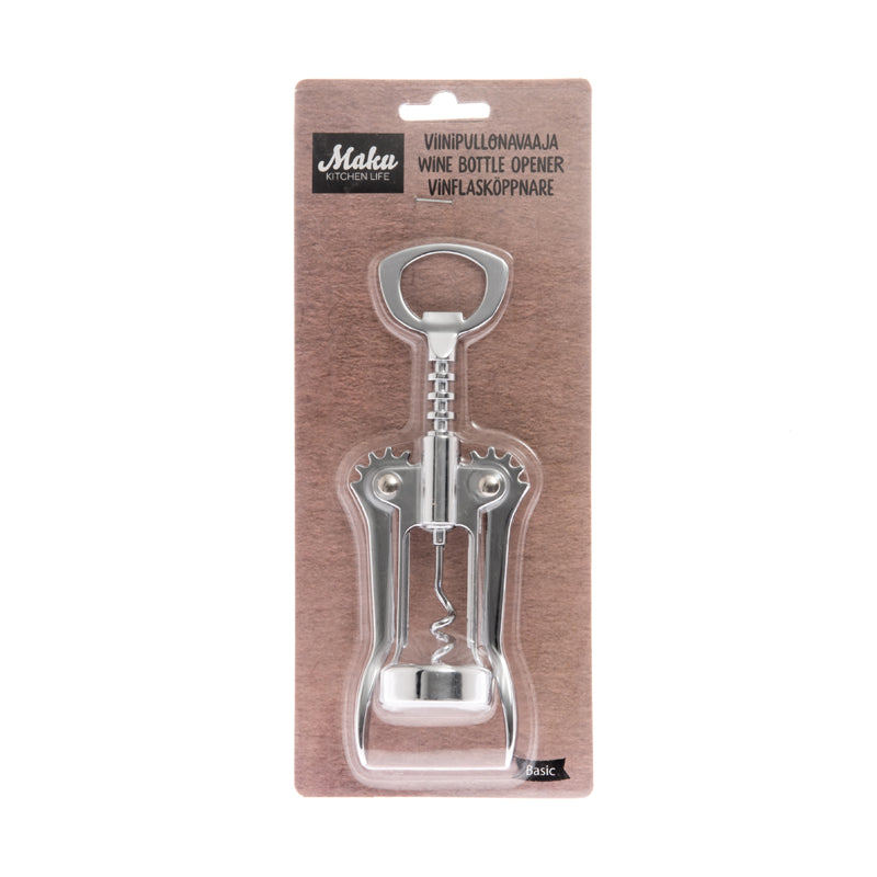 Wine bottle opener MAKU, chrome color